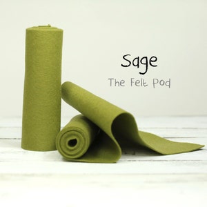 100 Percent Wool Felt Roll in color SAGE - 5" X 36" Wool Felt  - Green Felt