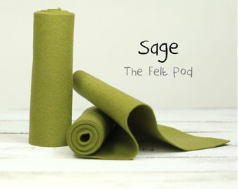 100 Percent Wool Felt Roll in color SAGE - 5" X 36" Wool Felt  - Green Felt