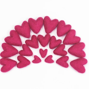 Candy Pink Felt Hearts | Mini Felt Hearts | Mini Hearts | Valentine Hearts | Valentine Gift | Valentine Decor | Wool Felt