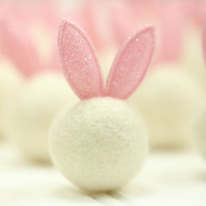 Felt Bunny // Easter Bunnies // Easter Rabbit // Felted Rabbit // Felt Rabbit Ears // Glitter Bunny Ball image 5