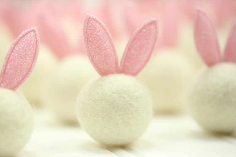 Felt Bunny // Easter Bunnies // Easter Rabbit // Felted Rabbit // Felt Rabbit Ears // Glitter Bunny Ball image 5