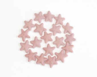 Felt Stars -  3 to 4 cm - 10 count - Color: COTTON CANDY - Wool Felt Stars