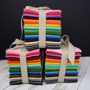 Pacote de variedade de feltro de lã - Pacote de feltro 100% lã - Feltro de lã merino - 101 folhas - 8 x 12 polegadas cada folha