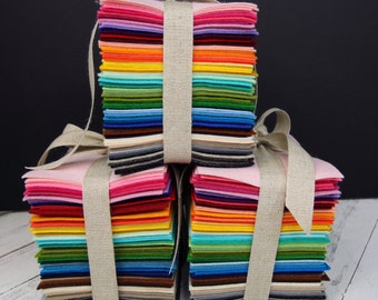 Wool Felt Variety Pack - 100% Wool Felt Bundle-  Merino Wool Felt- 101 Sheets - 6 X 8 inch each sheet