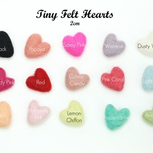 Felt Hearts 2 cm Felt Hearts Mini Wool Felt Valentine Hearts Wool Felt Hearts Tiny Hearts image 2