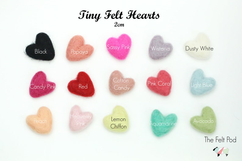 Felt Hearts 2 cm Felt Hearts Mini Wool Felt Valentine Hearts Wool Felt Hearts Tiny Hearts image 2