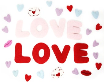 Felted Letters LOVE Valentine Letters