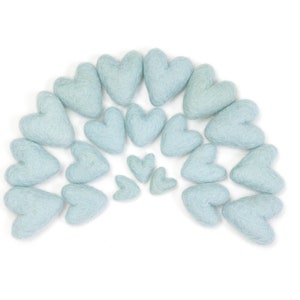 Felt Hearts 3 to 4 cm // Light Blue Felt Hearts image 1