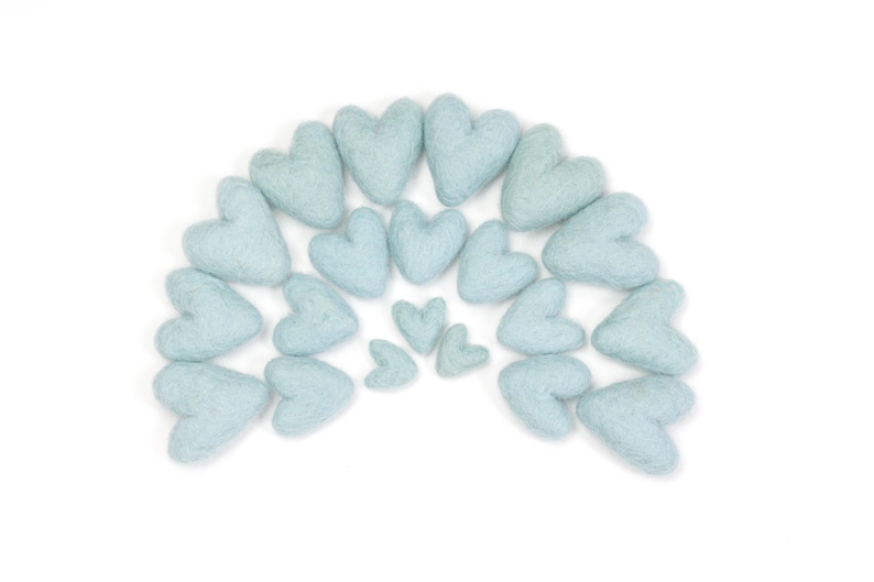 Felt Hearts 3 to 4 cm // Light Blue Felt Hearts image 1