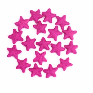 Felt Stars -  3 to 4 cm - 10 count - Color: TUTTI FRUTTI - Wool Felt Stars