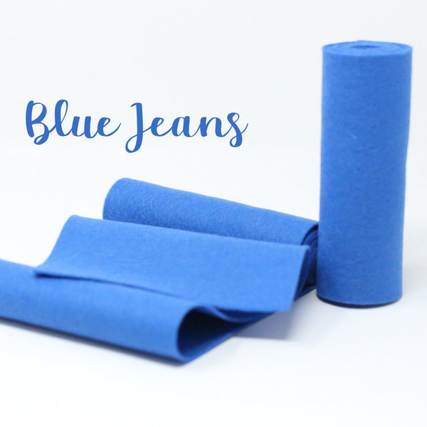 Wool Felt Roll - 100% Wool in color BLUE JEANS - 5" X 36" Wool felt roll - Blue Wool Felt