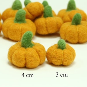 Orange Felt Pumpkins // Orange Pumpkins // White Pumpkins // Yellow Pumpkins // Wool Pumpkins // Size 3.0 cm or 4.0 cm image 4