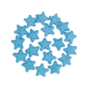 Felt Stars -  3 to 4 cm - 10 count - Color: CARIBBEAN BLUE - Wool Felt Stars