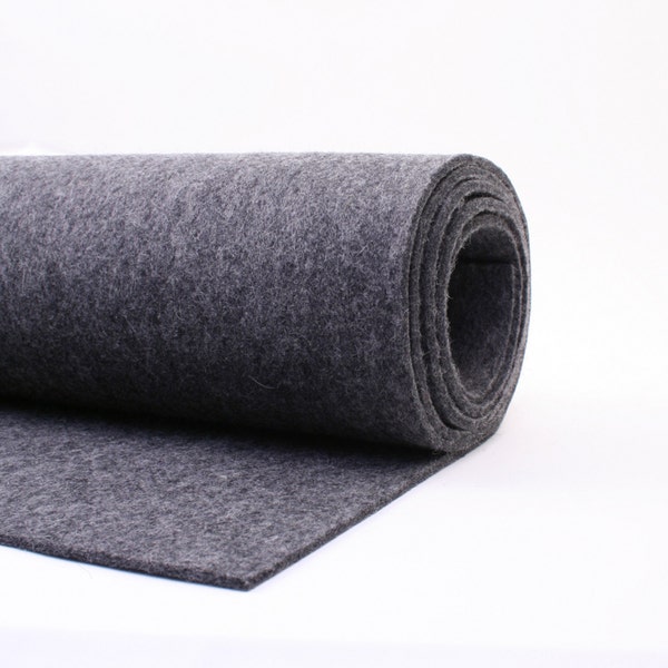 Thick Wool Felt - 3mm - 9" X 18" - 100% Wool Felt - Heather Charcoal