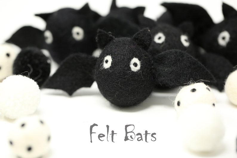 Felt Bats Halloween Bats Halloween Felted Bats Etsy