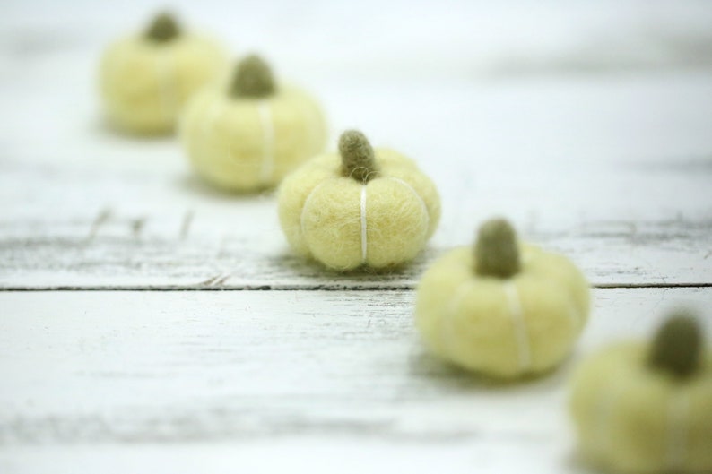 Orange Felt Pumpkins // Orange Pumpkins // White Pumpkins // Yellow Pumpkins // Wool Pumpkins // Size 3.0 cm or 4.0 cm image 8