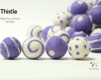 Wool Felt Balls // THISTLE Swirls & Dots // Polka Dot Felt Balls // Felt Ball Swirls