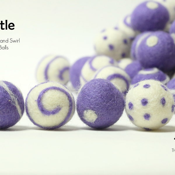 Wool Felt Balls // THISTLE Swirls & Dots // Polka Dot Felt Balls // Felt Ball Swirls