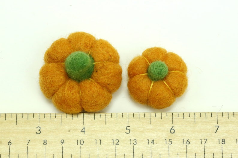 Orange Felt Pumpkins // Orange Pumpkins // White Pumpkins // Yellow Pumpkins // Wool Pumpkins // Size 3.0 cm or 4.0 cm image 5