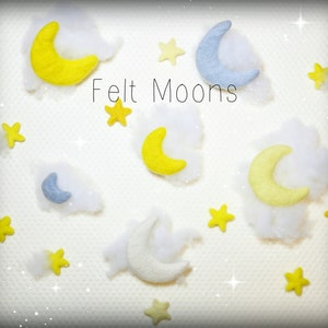 Felt Moons -  3-4 cm, 6 cm and 9 cm Felt Moons - Choose from 3 Sizes & 4 colors