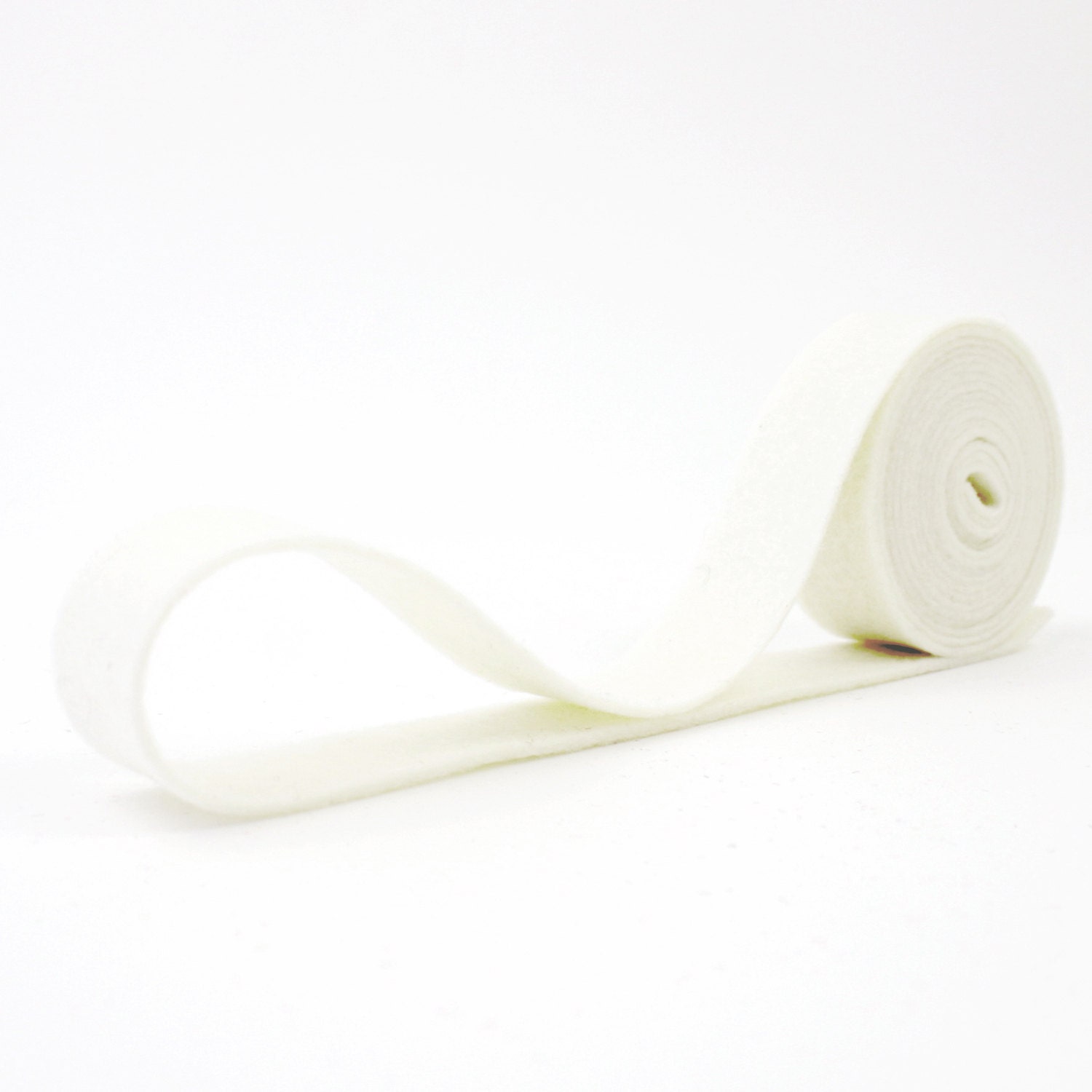 Felt Ribbon Material 100 Percent Wool Felt Ribbon in Color WHITE - 3/4