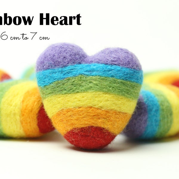 Rainbow Hearts | Rainbow Felt Hearts | 6 cm Hearts