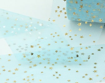 Gold Star Tulle // Glitter Star Tulle // Celeste Tulle // Celeste Gold Star Tulle // Blue Tulle // Robin's Egg Tulle