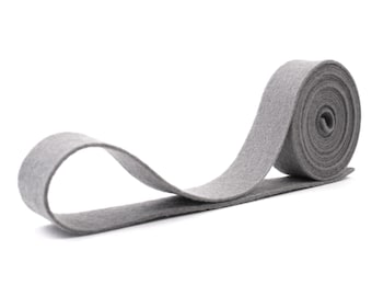 100% Wool Felt Ribbon in color GRAY - 3/4" X 2 Yards - Merino Wool Felt - Gray Ribbon