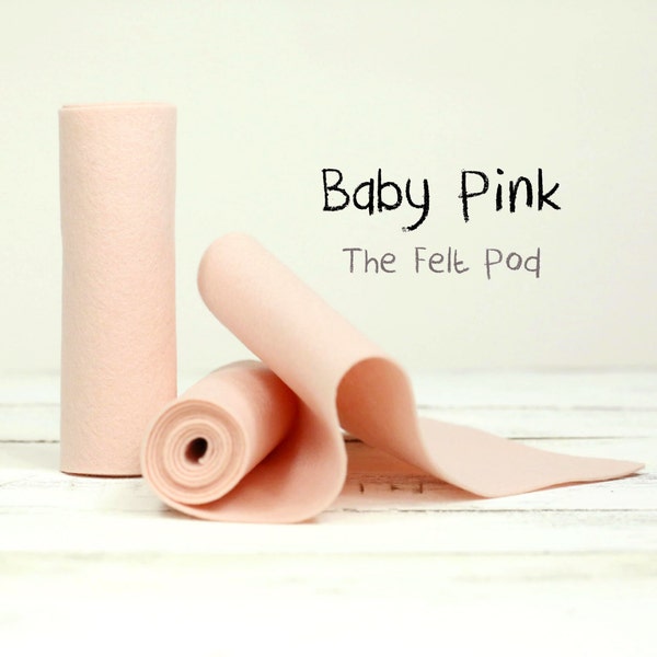 100 Percent Wool Felt Roll - Wool Felt color BABY PINK - 5" X 36" Wool Felt - Pink Wool Felt