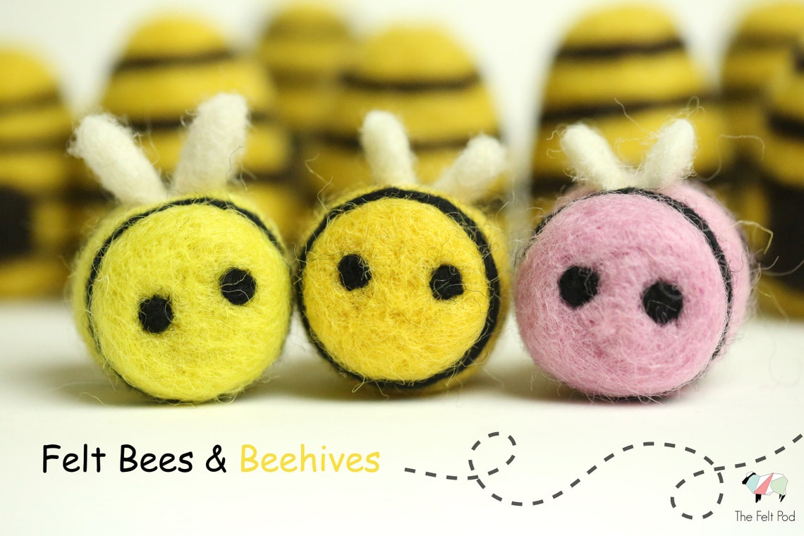 Felt Bees Wool Felt Bee Hives Felt Bumble Bees Etsy