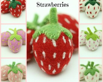 Felt Strawberries | Felt Strawberry | Summer Strawberries | Wool Felt Strawberries