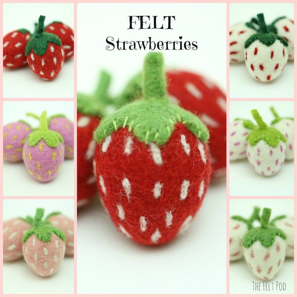 Felt Strawberries | Felt Strawberry | Summer Strawberries | Wool Felt Strawberries