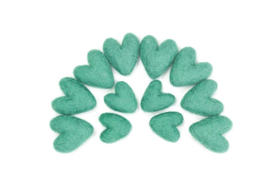 Sea Green Felt Hearts | Mini Felt Hearts | Mini Hearts | Valentine Hearts | Valentine Gift | Valentine Decor | Bowl Fillers | Felt Shapes