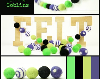 Felt Balls // DIY Garland // DIY Mobile // Spooky Goblins Color Set // 2.5 cm // 25 Count