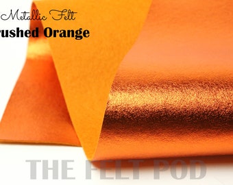 Metallic Felt - BRUSHED ORANGE Metallic Felt  - Wool Felt - Metallic Wool Felt