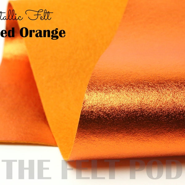 Metallic Felt - BRUSHED ORANGE Metallic Felt  - Wool Felt - Metallic Wool Felt