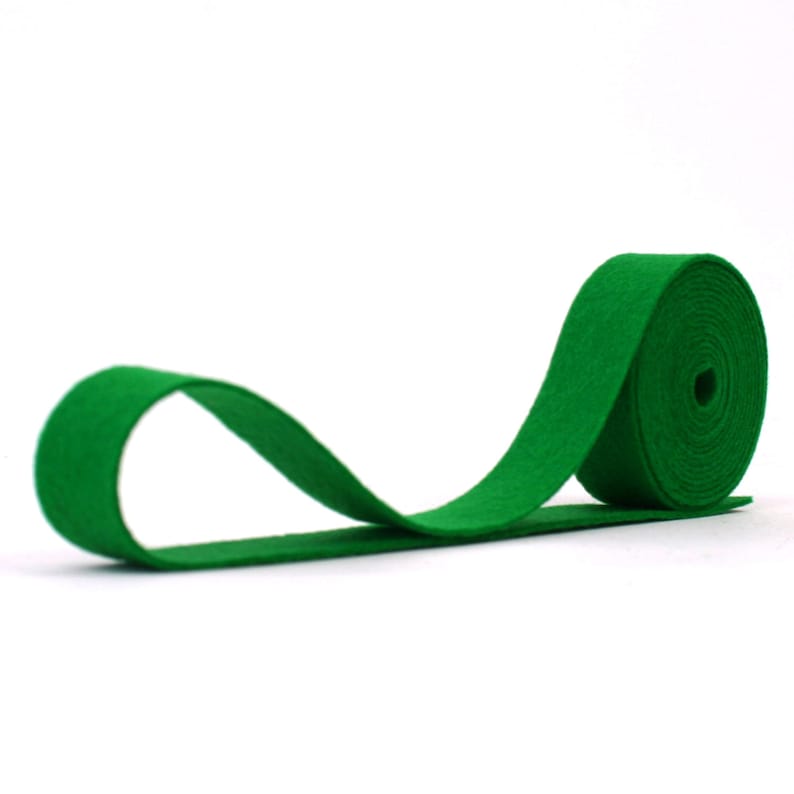 100 Percent Wool Felt Ribbon in Color GREEN - 3/4