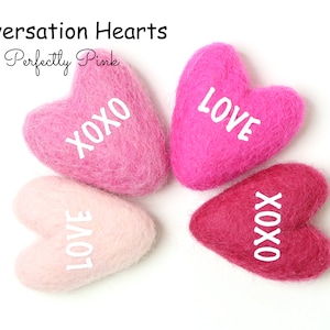 Perfectly Pink Conversation Hearts | Conversation Heart Felt Bowl Filler | Wool Felt Hearts | Bowl Fillers