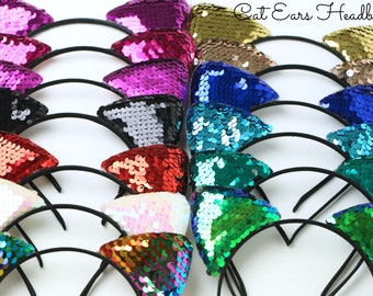 Cat Ears Headbands  | Sequin Cat Ears | Flip Sequin Cat Ears Headband