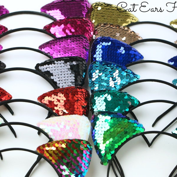 Cat Ears Headbands  | Sequin Cat Ears | Flip Sequin Cat Ears Headband