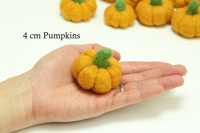 Orange Felt Pumpkins // Orange Pumpkins // White Pumpkins // Yellow Pumpkins // Wool Pumpkins // Size 3.0 cm or 4.0 cm image 6