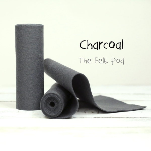 Wool Felt Roll - 100% Wool Felt in color CHARCOAL - Merino Wool Felt - Gray Wool