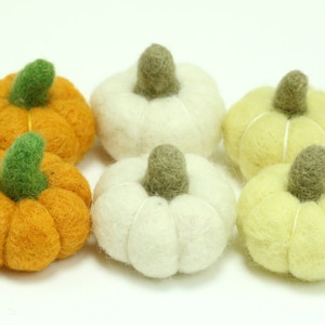 Orange Felt Pumpkins // Orange Pumpkins // White Pumpkins // Yellow Pumpkins // Wool Pumpkins // Size 3.0 cm or 4.0 cm image 1