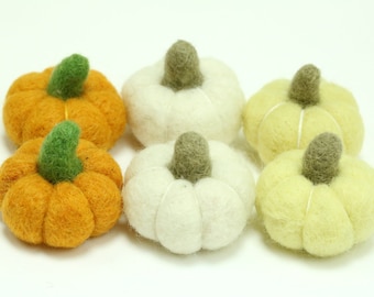 Orange Felt Pumpkins // Orange Pumpkins // White Pumpkins // Yellow Pumpkins // Wool Pumpkins //  Size 3.0 cm or 4.0 cm