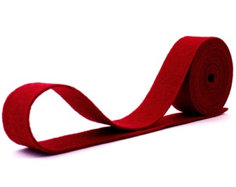 100 Percent Wool Felt Ribbon in color CRIMSON - 3/4" X 2 Yards  - Merino Wool Felt - Red Ribbon - Crimson Ribbon