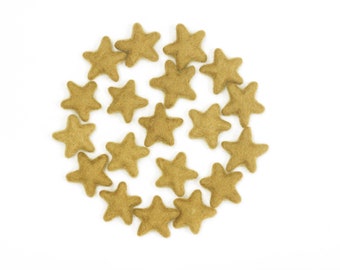 Felt Stars -  3 to 4 cm - 10 count - Color: HARVEST GOLD - Wool Felt Stars