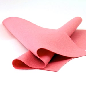 100 Percent Wool Felt Sheet  in Color CORAL PINK -  18&quot; X 18&quot; Wool Felt Sheet - Merino Wool Felt - European Wool Felt