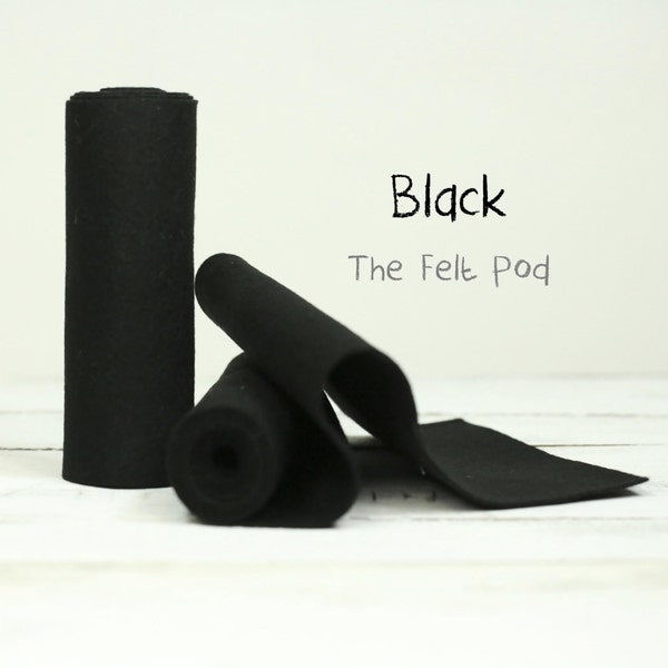 Wool Felt Roll in color BLACK - 100% Wool Felt - Black Felt - 100 Percent Wool Felt