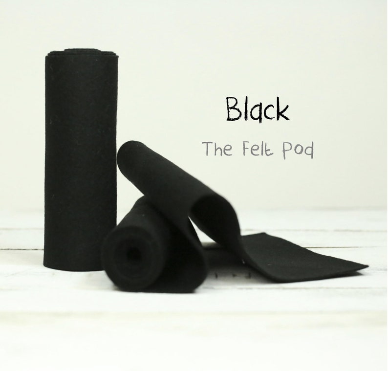 Wool Felt Roll in color BLACK - 100% Wool Felt - Black Felt - 10