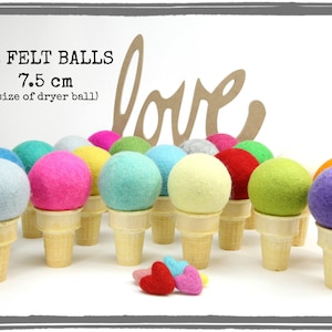 XL Felt Balls // Super Large Felt Balls // Colorful Jumbo Balls // Dryer Balls // 7.5 cm felt balls // diy pincushion